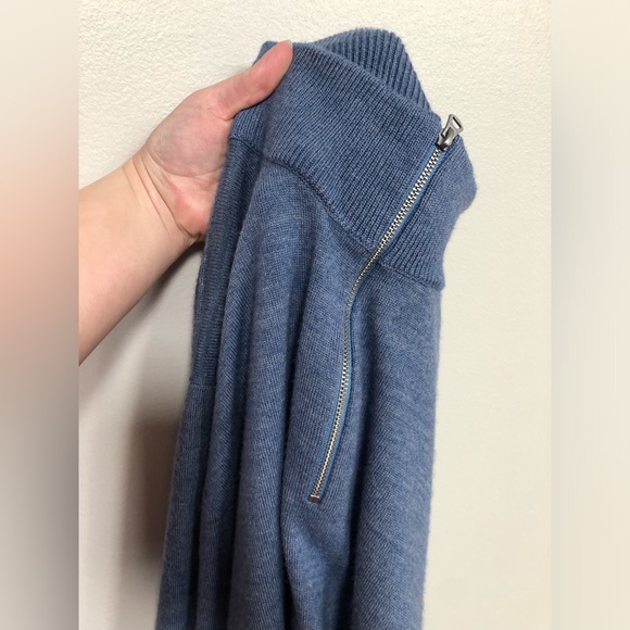 J. Crew Men’s L Heathered Blue 1/4 Zip Long-Sleeve Collared Wool-Blend Sweater - Picture 9 of 9
